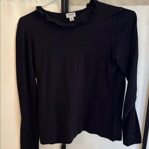 J. Crew Factory Black Ruffle Trim Sweater